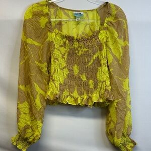 Future Collective Gabriella Karefa-Johnson Smocked Crop Blouse Top M